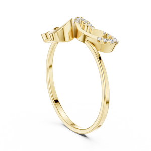 Anillo solitario de oro amarillo macizo de 14k para mujer, con diamante de corte redondo minimalista en forma de corazón, para compromiso, aniversario, regalo de boda - Product Image 2