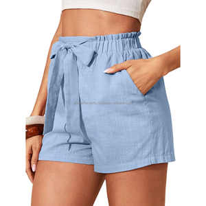 Pantalones Cortos Casuales de Lino para Mujer, Cómodos, Holgados, con Bolsillos Laterales, Tejido Transpirable para Movimiento sin Esfuerzo Durante Todo el Día - Product Image 4