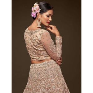 Impresionante Royal Beige Bordado Soft Net Lehenga Choli Con Dupatta - Product Image 3