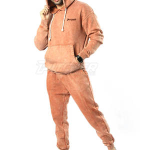 Ensemble de survêtement délavé à l'acide, matière respirante, tissu doux, idéal pour la course, la gym et l'usage quotidien - Product Image 3