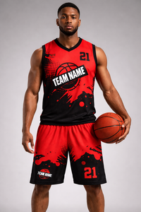 Uniforme de Baloncesto de Primera Calidad para Hombre, Uniforme Rojo Personalizado, Uniforme Deportivo Personalizado - Product Image 3