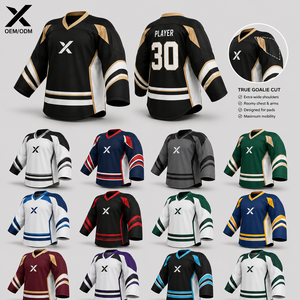 Camiseta Deportiva sin Mangas para Portero de Hockey sobre Hielo X Sports City, Blanca y Negra, Cuello en V, Sublimada, de Malla Transpirable, Unisex para Adultos - Product Image 3