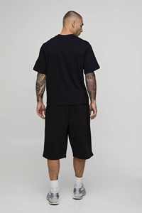 Ensemble T-shirt et short tricotés tendance pour homme, style streetwear décontracté en coton, personnalisable avec logo, coupe oversize – Vente en gros - Product Image 6