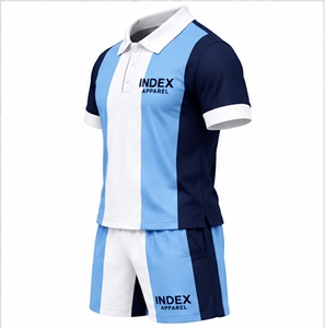 ชุดเสื้อโปโลและกางเกงขาสั้นลายทางสำหรับผู้ชายจาก Index Apparel ชุดลำลองสวมใส่สบาย แห้งเร็ว เหมาะสำหรับฤดูร้อน - Product Image 4