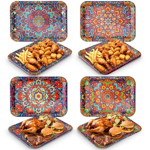 Plateau en bois de manguier artisanal avec motif mandala gravé |   Vente en gros - Product Image 2