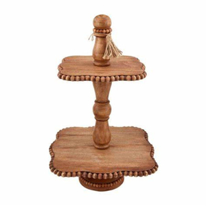 Handmade Mango Wood 2 Tier Cake Stand With Carved Wooden Stand For Party And Wedding Dessert Display Wholesale Kitchen Decor - Product Image 4