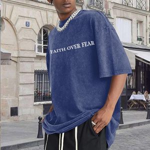 T-shirts graphiques streetwear vintage unisexe en coton, effet délavé, coupe oversize, imprimé lettres positives, vêtements d'été - Product Image 3