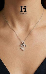 Elegant Botanical Vine Diamond Pendant Necklace 925 Sterling <b>Silver</b> Leaf Motif Pendant for Women Luxury Floral Jewelry - Product Image 2
