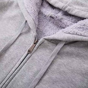 Sweat à capuche zippé pour homme, chaud et ample, en polaire, couleur unie, en polyester/coton, pour automne-hiver - Product Image 3
