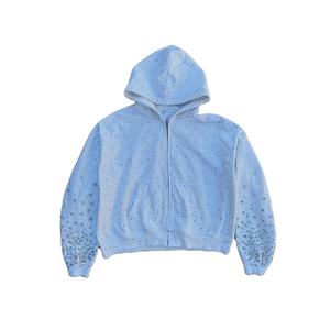Sudadera con Capucha de Felpa Tejida con Pedrería, Tallas Grandes para Hombre, Alta Calidad, 100% Algodón, Transpirable y Ecológica, Venta al Por Mayor OEM - Product Image 1