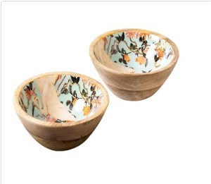 Bol de service en bois de manguier de qualité supérieure, intérieur imprimé vibrant, finition lisse, construction durable, élégant, pour la cuisine et la table à manger - Product Image 6