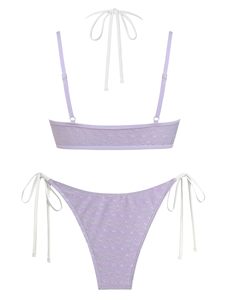 Ensemble de bikini tendance pour femmes, maillot de bain colorblock à nouer sur le côté, fabricant OEM - Product Image 2