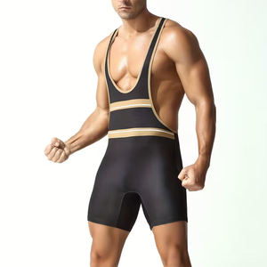 Five B Men Wrestling Singlet Fitted Spandex <b>Polyester</b> Stretch Seamless Plain Dyed Boxing Sports Apparel Adult Size Fitting <b>Shirt</b> - Product Image 3
