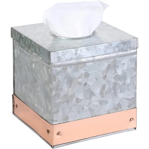 Caja de pañuelos cuadrada de metal galvanizado de calidad súper premium con elegante soporte para pañuelos para decoración de mesa - Product Image 1