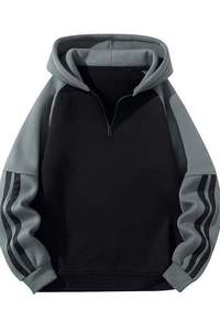 Lightweight 400GSM 100% Cotton Fleece Half <b>Zip</b> Sweatshirt Custom Logo Embroidery <b>Hoodies</b> Oversized Relaxed Fit <b>Pocket</b> Streetwear - Product Image 2