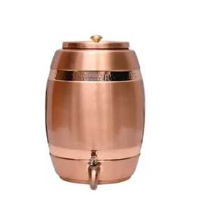 Distributeur d'eau en cuivre noir avec motif floral doré exquis, grande capacité de 5 L, réservoir métallique ayurvédique pour une vie saine et le bien-être - Product Image 6
