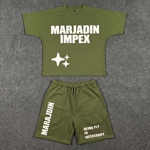 Conjunto de Verano de Alta Calidad, Ecológico, Informal, de Dos Piezas, Camiseta y Pantalones Cortos de Algodón para Hombre con Logotipo Personalizado - Product Image 3
