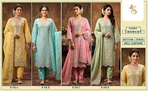 Ensemble Kurta et pantalon en tissu crépon de créateur avec dupatta, broderie lourde, tenue ethnique pour mariage et fête, avec doublure en Santoon mat - Product Image 5