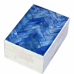 Boîtes à bijoux modernes géométriques en incrustation d'os beige pour la maison et le bureau Boîte à os élégante et élégante de haute qualité - Product Image 5