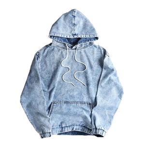 2024 hommes Vintage acide lavage Streetwear pull lourd éponge surdimensionné Denim à capuche hiver Couples à capuche solide - Product Image 1