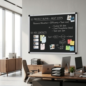 Tableau magnétique avec cadre en aluminium pour notes de bureau, annonces et planifications - Product Image 1