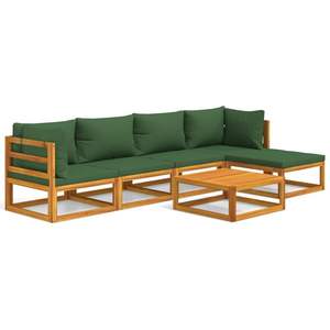 Conjunto de Muebles de Jardín de Madera de Acacia Sólida y Poliéster en Verde Natural para Uso en Exteriores - Product Image 2