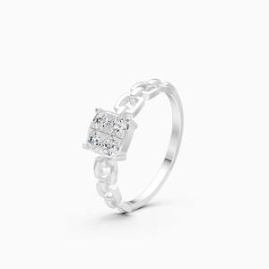 Anillo de cadena con racimo de diamantes cultivados en laboratorio de 0.27 quilates en oro amarillo, blanco y rosa de 9 quilates - Product Image 2