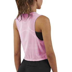Camiseta Corta de Algodón Blanca para Mujer, Cuello Redondo, Sin Mangas, Color Sólido, Informal, Transpirable, Deportiva - Product Image 4