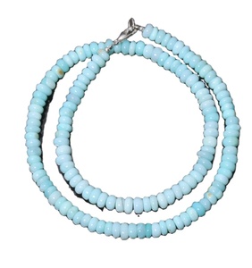 Trendy Blue Peruvian <b>Opal</b> Smooth Rondelle Beads <b>Necklace</b> Handmade Alexandrite Birthstone <b>Necklace</b> - Product Image 2