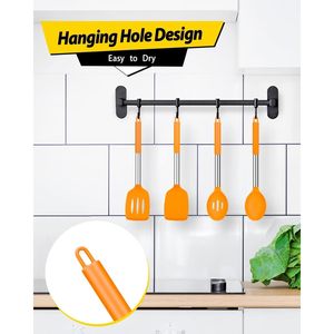 Set di 4 Utensili da Cucina in Silicone Senza BPA, Spatole Grandi Antiaderenti Resistenti al Calore, Cucchiai Forati, Set Essenziale per la Cucina - Product Image 1