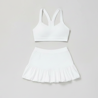 Ensemble de sport pour femme personnalisé : Robe de pickleball d'été, soutien-gorge de sport, jupe-short à volants, en Spandex, séchage rapide, respirant, anti-humidité, qualité supérieure