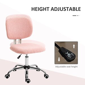 Sedia da Ufficio Girevole Senza Braccioli in Tessuto Felpato con Altezza Regolabile e Ruote Girevoli - Product Image 4
