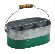 Attractive Look Galvanized Metal Made <b>Caddy</b> with Deep Dividers & Metal Handle Jute Design <b>Caddy</b> for Home Uses - Product Image 4