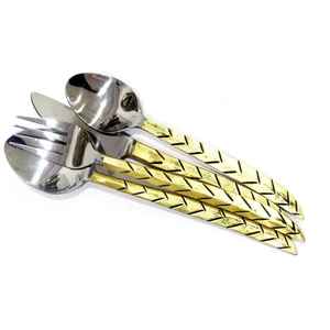 Juego de Cubiertos de Acero Inoxidable Dorado de Lujo, Juego de Cubiertos Modernos con Tenedor, Cuchara y Cuchillo, Vajilla Elegante para la Mesa, Juego de Utensilios de Cocina - Product Image 2