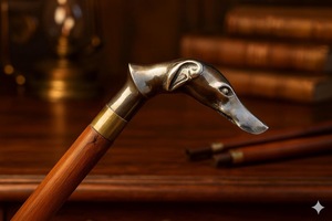 Bâtons de marche rustiques modernes en bois naturel écologique avec poignée en laiton poli, idéaux pour les cadeaux - Product Image 3