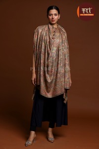 <b>Brown</b> Paisley <b>Wool</b> Shawl Scarf Floral Pattern Long Wrap Breathable Soft Lightweight Windproof Anti-Bacterial Quick Dry Winter - Product Image 3