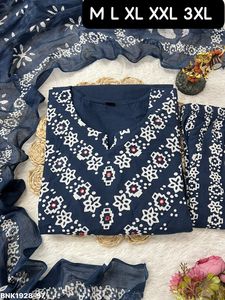 Top Quality Pure Cotton with Bandhej/Bandhani Print Straight Long <b>Kurti</b>-Pant-Dupatta Set Indian Supplier <b>Woman</b> Fashion Exporter - Product Image 3