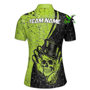 เสื้อโบว์ลิ่งผู้ชาย VIANTEX แบบสั่งทำพิเศษ พิมพ์ลายหัวกะโหลก แห้งเร็ว ผลิตจากผ้าโพลีเอสเตอร์ถัก แขนสั้น สวมใส่สบาย - Product Image 2