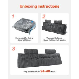 Cuscino per Testiera King Size con 2 Tasche Laterali e 2 Poggiatesta, Lavabile in Flanella, Cuscino da Lettura e Poggiatesta - Product Image 2