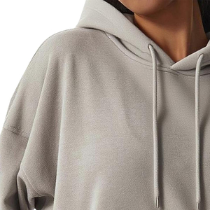 Latest Fashionable Long Sleeve Hooded <b>Crop</b> Hoodie for Women Winter <b>Zip</b>-<b>Up</b> Front Logo 100% Cotton Fleece OEM ODM Service - Product Image 6