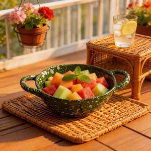 Bol en céramique japonaise personnalisé, design irrégulier sous glaçure, compatible micro-ondes, style rétro de luxe léger, très demandé par UO INDIA - Product Image 1