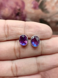 <b>Rainbow</b> Fire Quartz Gemstone <b>Drop</b> Earrings Colorful Crystal Jewelry Elegant Silver Tone Earrings Gift for Women - Product Image 4