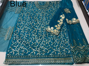 Vente chaude traditionnel indien motif doux Net broderie travail costume longue robe avec Designer Dupatta pour les femmes robe de soirée - Product Image 4