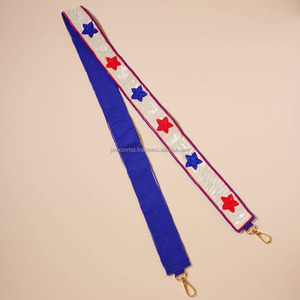 Handmade Beaded Star Strap <b>Red</b> Blue Stars on White Sequin Shoulder Crossbody Strap for DIY Handbags Tote <b>Purse</b> Accessories - Product Image 2