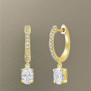 Pendientes de Aro Colgantes de Oro Sólido de 10K con Moissanita de Corte Ovalado, de Moda, Clásicos, para Uso Diario, para Fiesta de Compromiso, para Mujer - Product Image 5