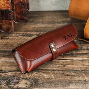 Étui à lunettes en cuir de vachette véritable souple, pochette de luxe fine faite à la main, housse de voyage pour lunettes de lecture LGC-0124 - Product Image 4