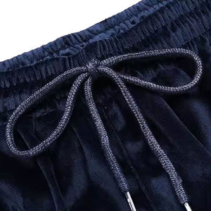 Survêtement bleu marine pour homme, coupe droite, couleur unie, fermeture éclair, poches latérales, style décontracté, respirant, en velours - Product Image 5