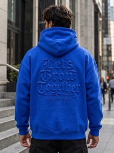 Sudadera con Capucha Azul para Hombre ONEAPEX, Sudadera Holgada con Estampado en Relieve, Estilo Urbano, Algodón Grueso, Informal - Product Image 2