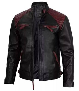 Veste en cuir véritable pour homme de haute qualité, décontractée, à col montant, avec fermeture éclair sur le devant, finition ODM, pour l'automne - Product Image 1