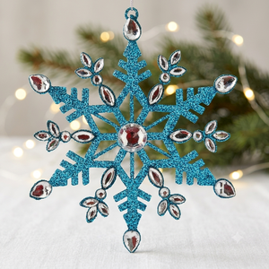 Adorno Navideño de Copo de Nieve con Brillantina y Cristales, Decoración Colgante de Metal Hecha a Mano para Árbol de Navidad - Product Image 4